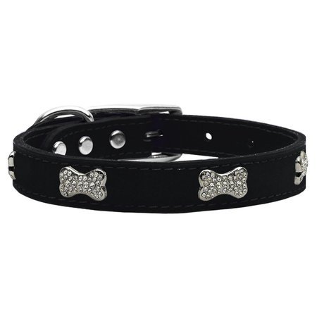 PET PAL Crystal Bone Genuine Leather Dog CollarBlack Size 14 PE911152